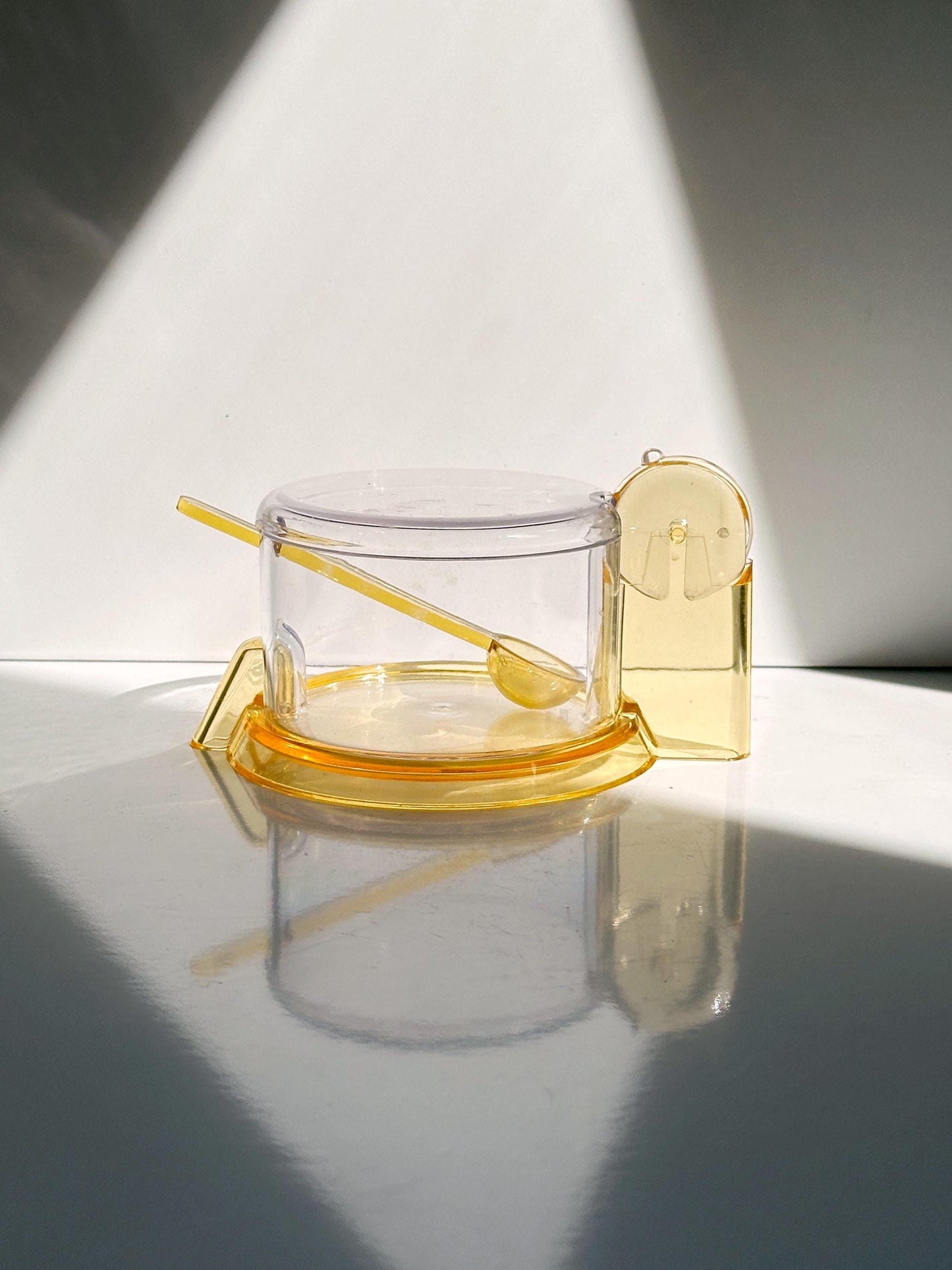 Vintage Guzzini Particolare Butter Dish by Guzzini Yellow Postmodern 80s