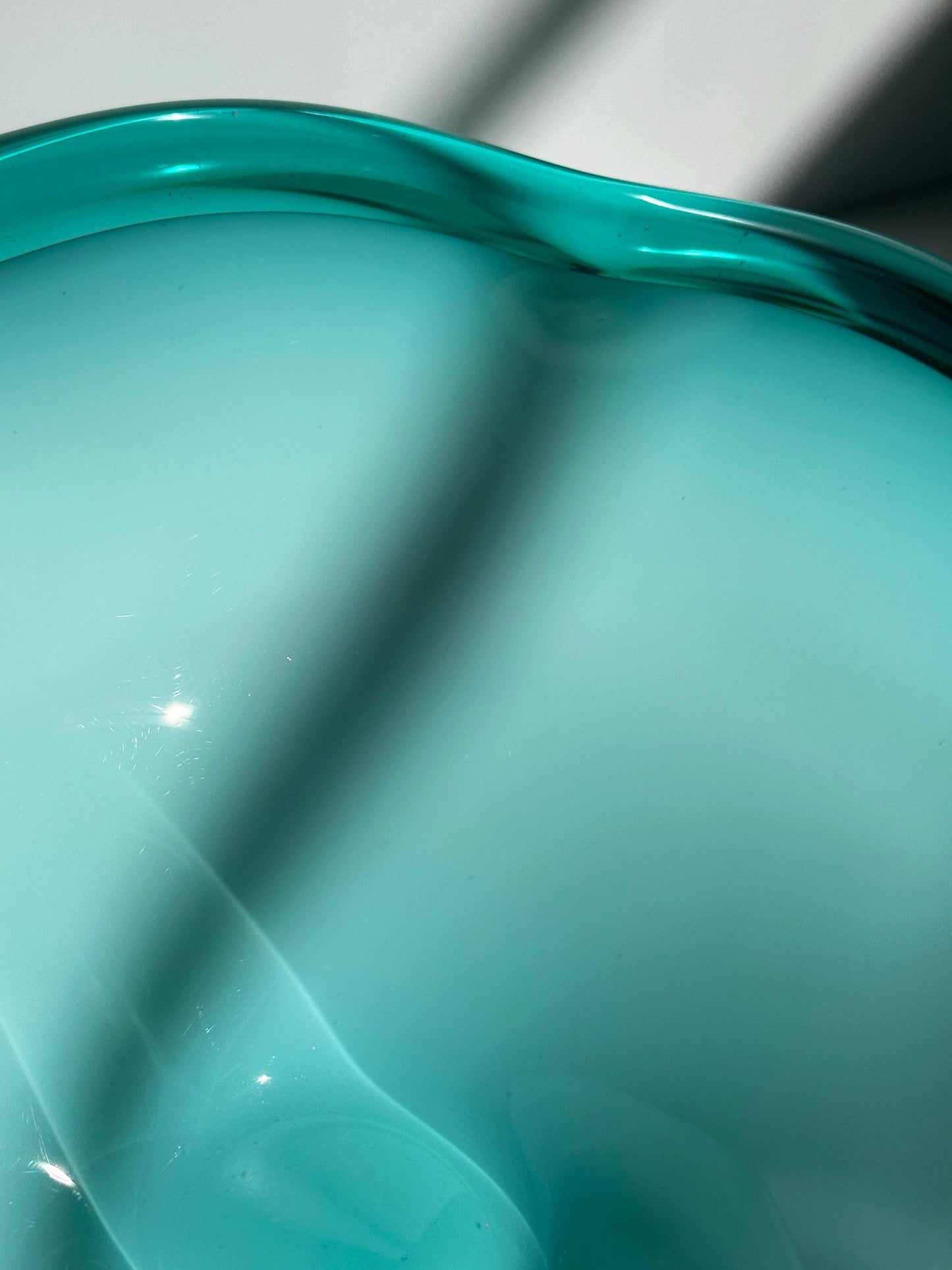 Vintage fruit bowl Murano Opalina turquoise by Barovier Toso mint green 80s