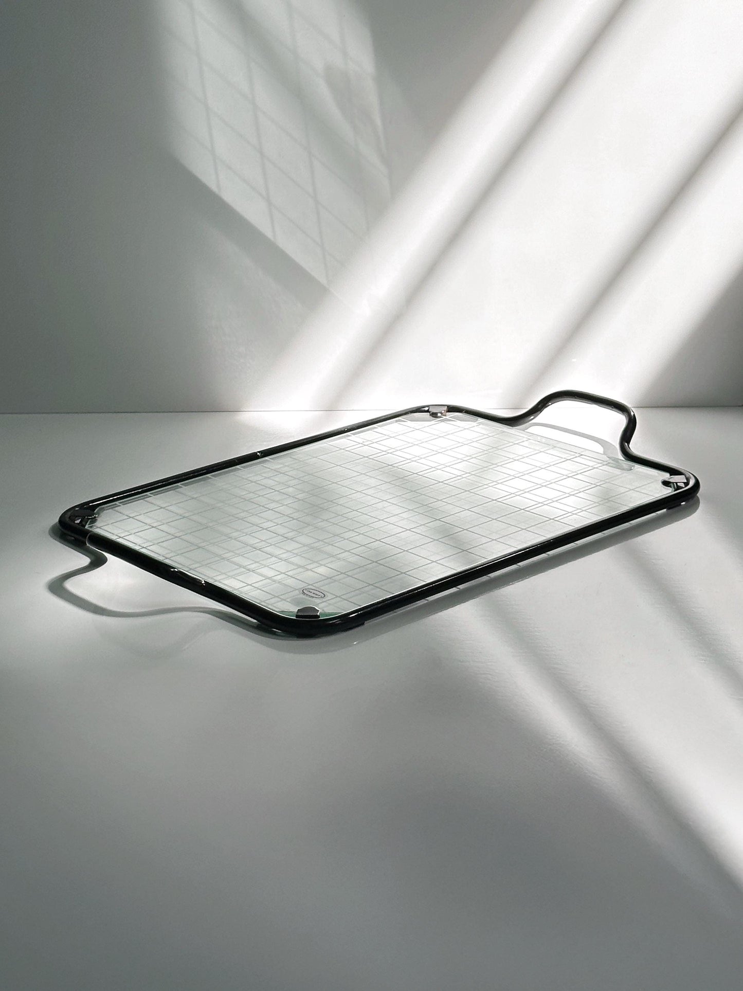 Plateau vintage en métal et verre par Club House Italia années 1980