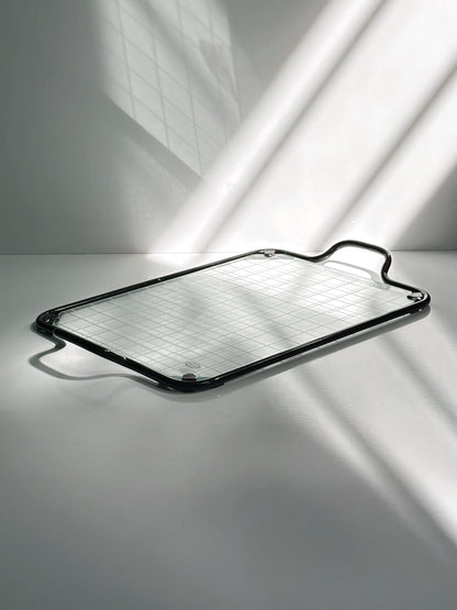 Plateau vintage en métal et verre par Club House Italia années 1980