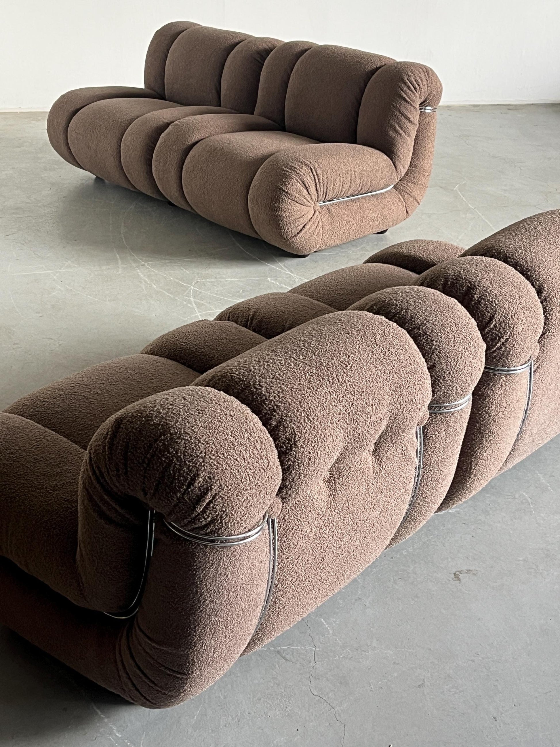 Vintage Velasquez Sitzmodul von Mimo Padova in Taubengrau Bouclé, 1970er Italien