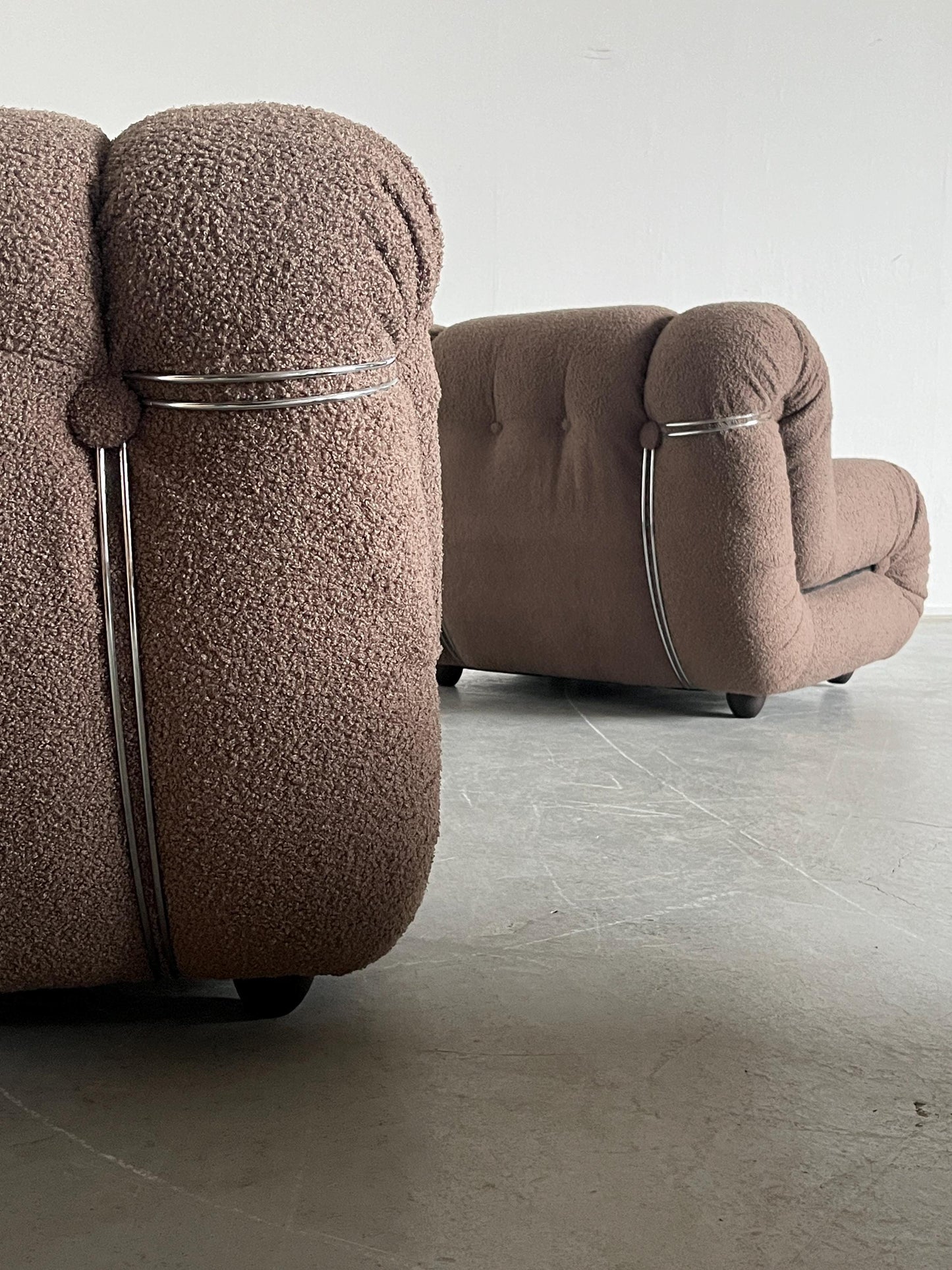 Vintage Velasquez Sitzmodul von Mimo Padova in Taubengrau Bouclé, 1970er Italien