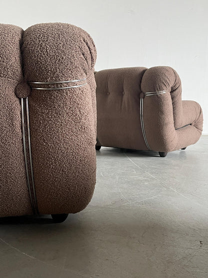 Vintage Velasquez Sitzmodul von Mimo Padova in Taubengrau Bouclé, 1970er Italien