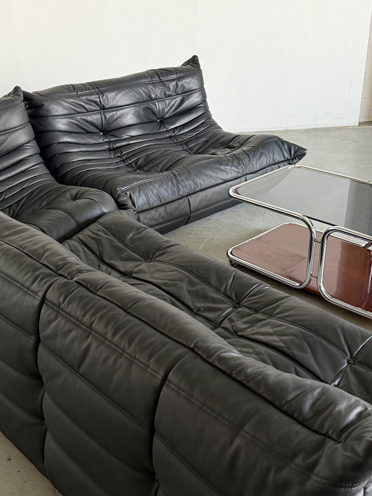 Vintage Togo Sofa Leder von Michel Ducaroy für Ligne Roset 1970er Frankreich