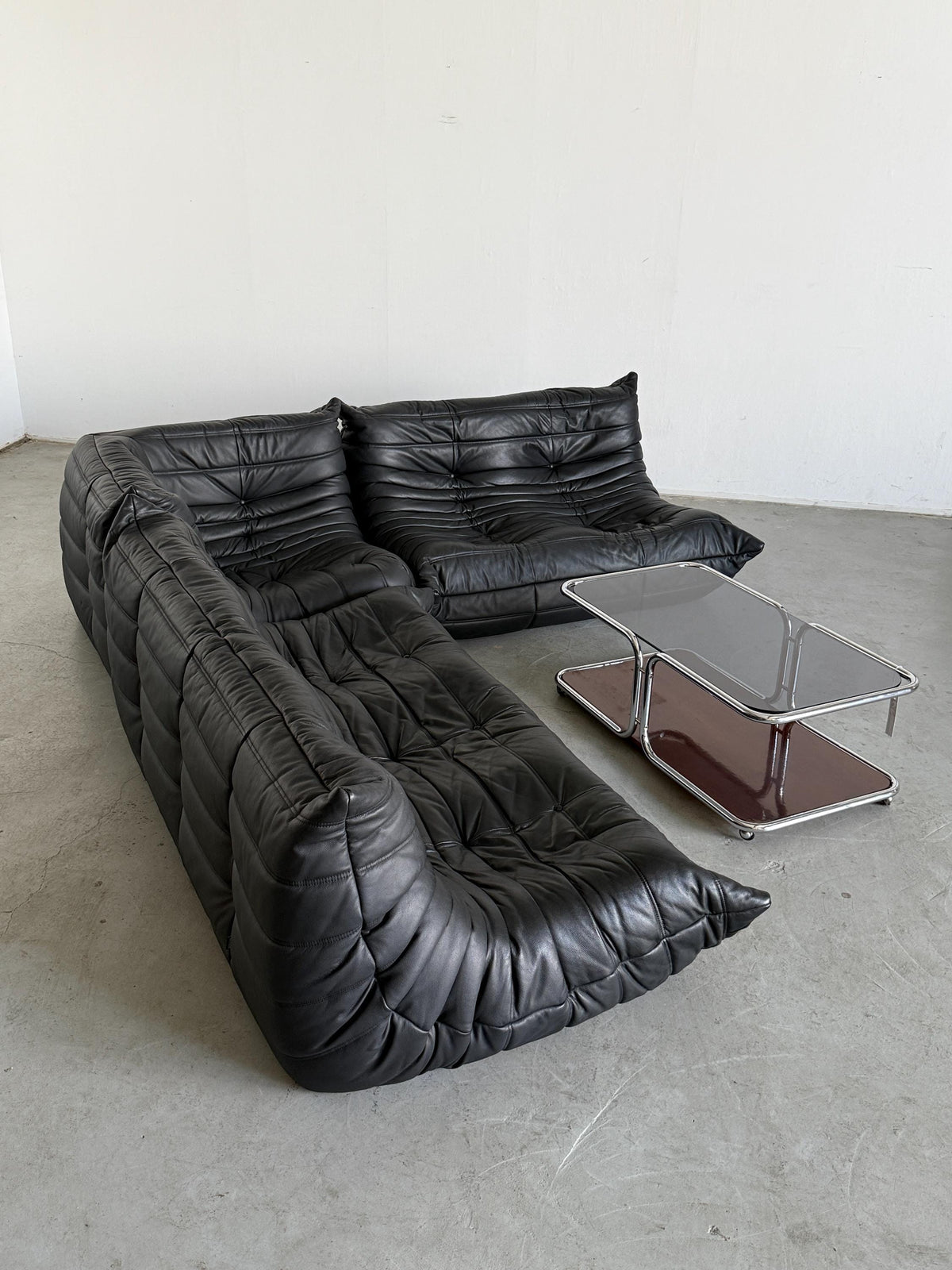 Vintage Togo Sofa Leder von Michel Ducaroy für Ligne Roset 1970er Frankreich