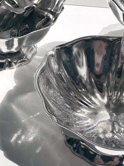 Vintage Dessertschale Blütenform Set von 5 aus Edelstahl Italien