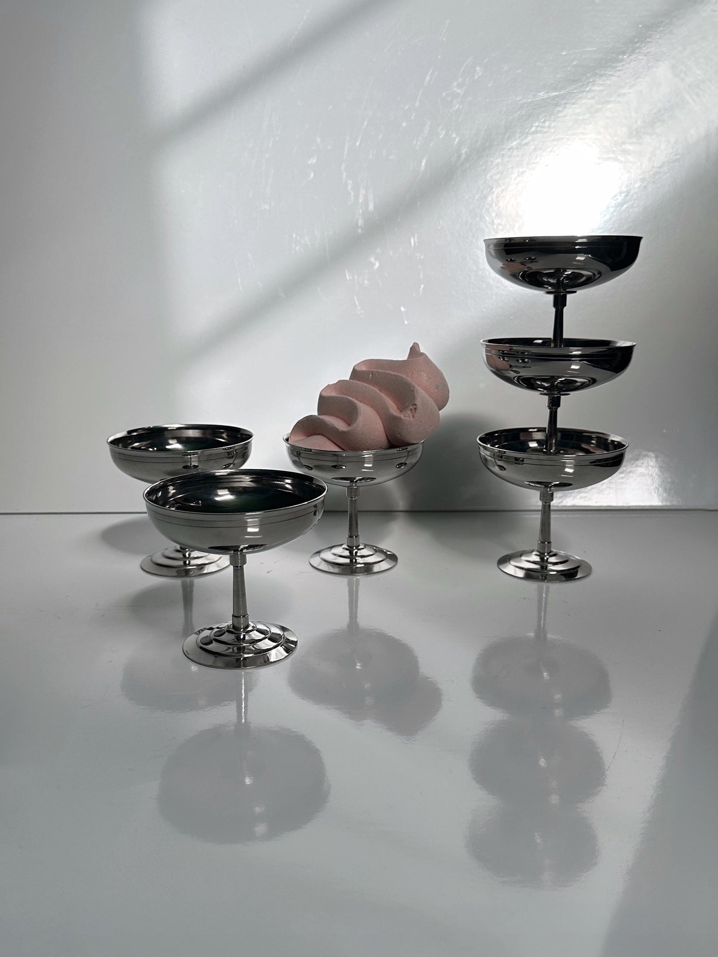 Vintage Dessertschale von Guy Degrenne für Frankreich, Edelstahl, Art Deco Revival, 80er