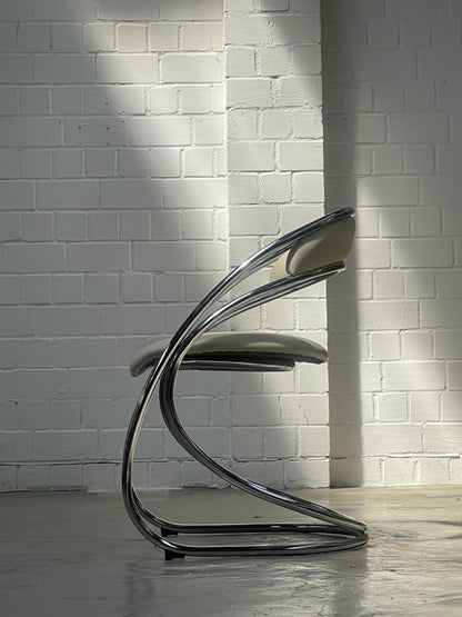 Vintage Stuhl von Rinaldi und Rizzo für Italien verchromtes Stahlrohr veganes Kunstleder