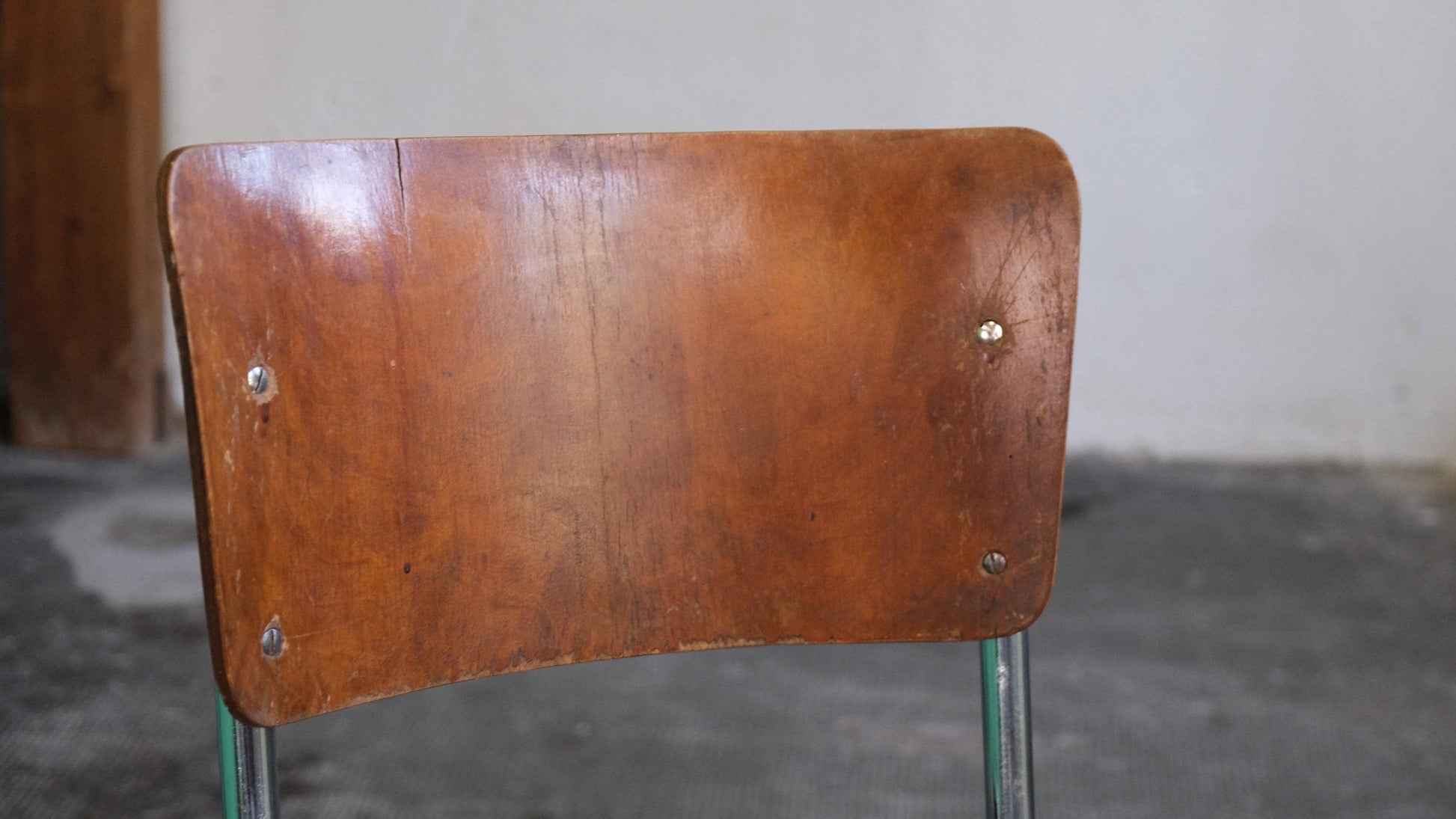 Vintage Freischwinger Stuhl Chrom Naturton Stahlrohr Holz