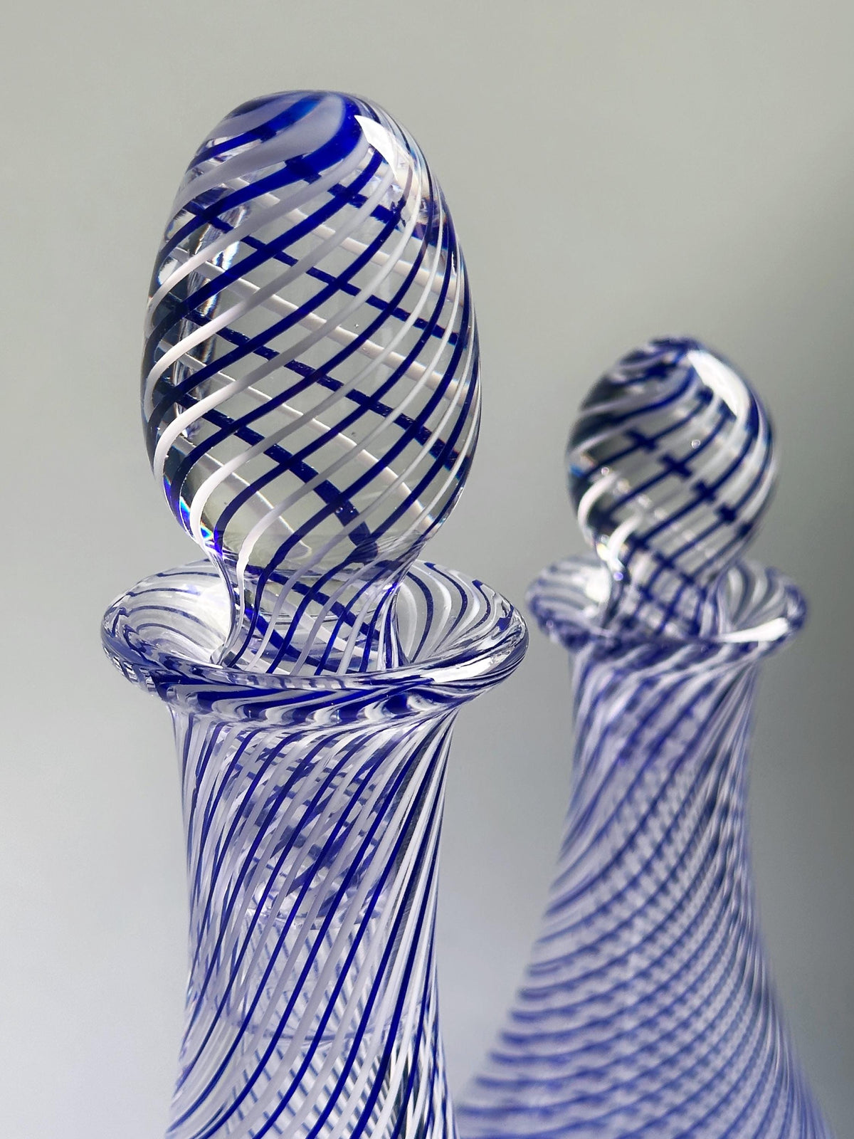 Vintage Dekanter Set Swirl von Pasabahce Kobalt Blau