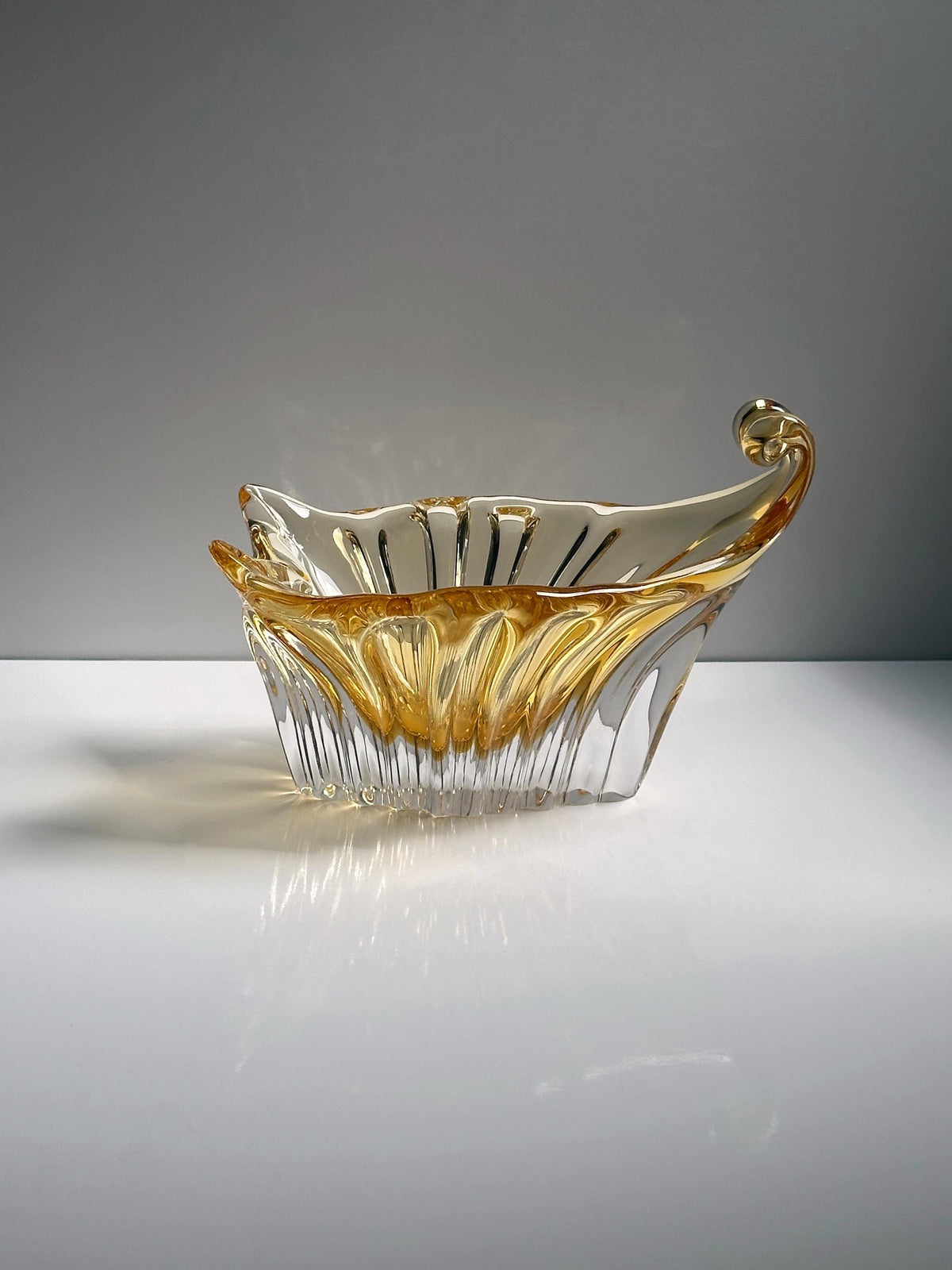 Vintage Schale Murano Glas Champagner Gold von Handgemacht