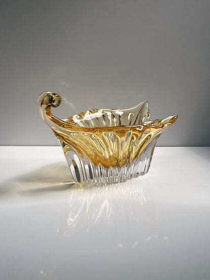 Vintage Schale Murano Glas Champagner Gold von Handgemacht