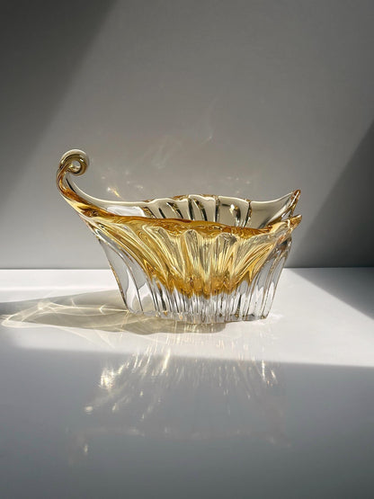 Vintage Schale Murano Glas Champagner Gold von Handgemacht