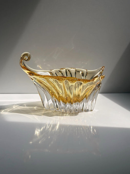 Vintage Schale Murano Glas Champagner Gold von Handgemacht