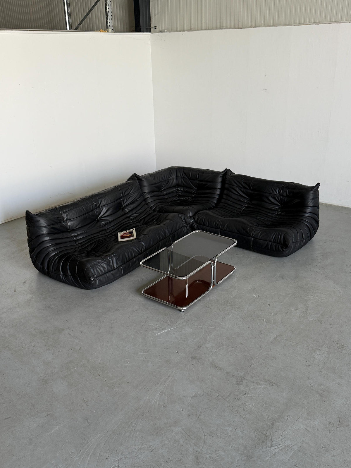 Vintage Togo Sofa Leder von Michel Ducaroy für Ligne Roset 1970er Frankreich