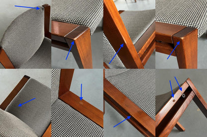 Vintage Stuhl Model 300 von Joe Colombo für Pozzi Eiche Hahnentritt Set von 4