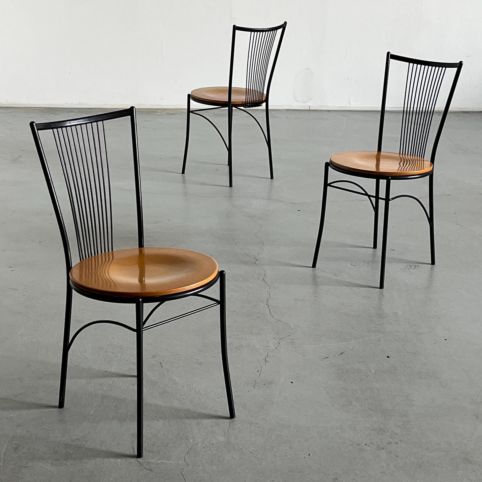 Vintage Stuhl Set von 3 von unbekannt für unbekannt, Drahtgestell, Italien 1980er