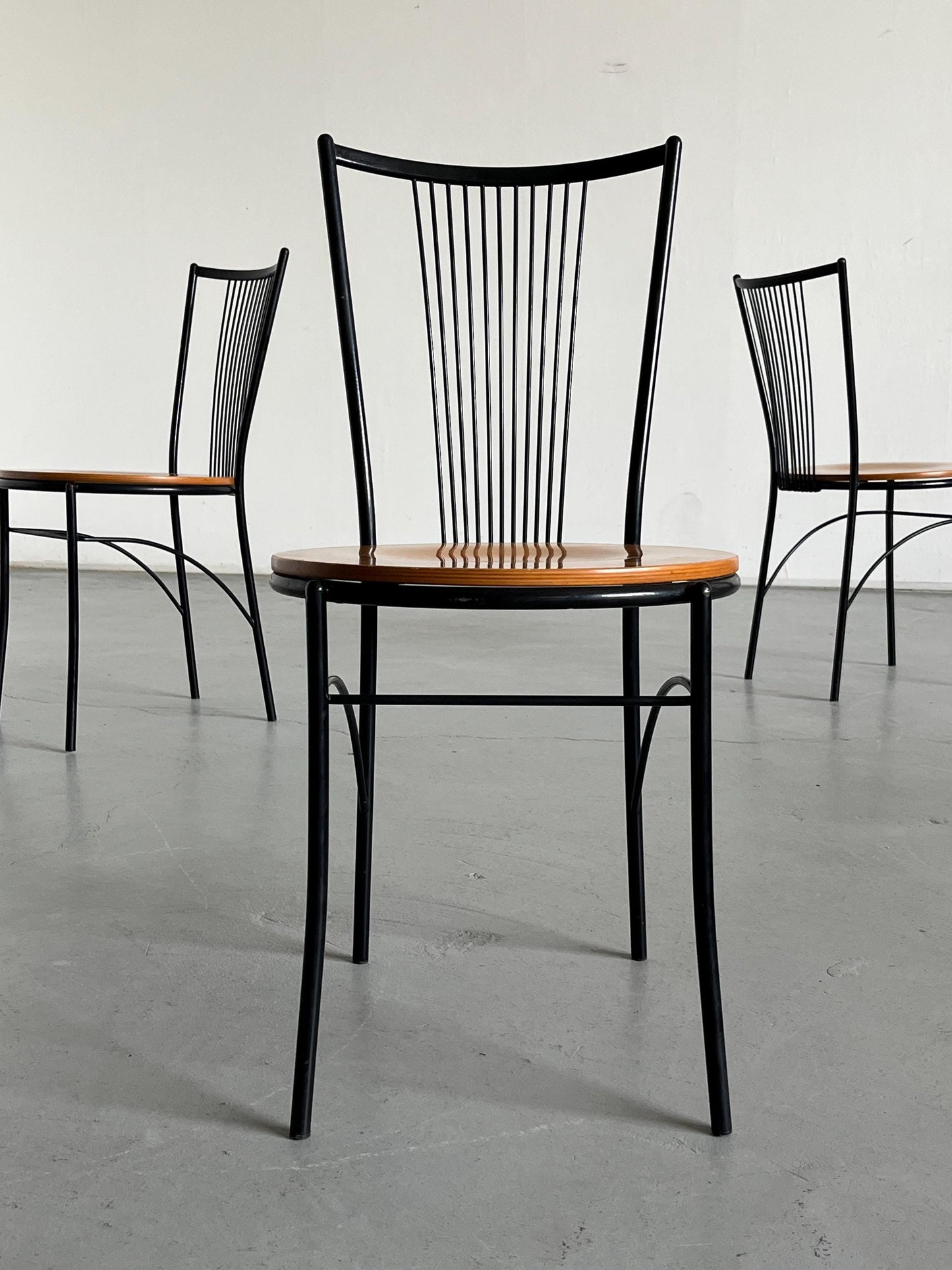 Vintage Stuhl Set von 3 von unbekannt für unbekannt, Drahtgestell, Italien 1980er