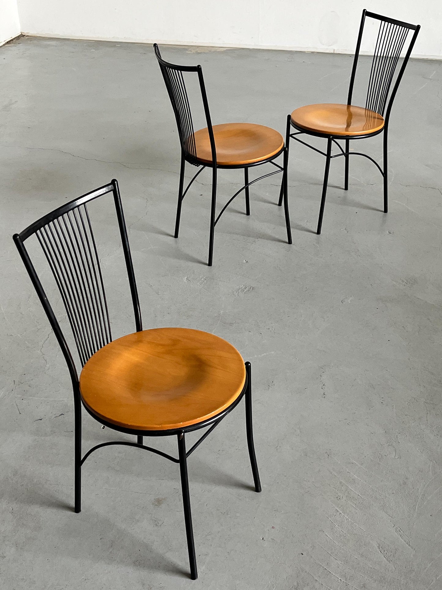 Vintage Stuhl Set von 3 von unbekannt für unbekannt, Drahtgestell, Italien 1980er