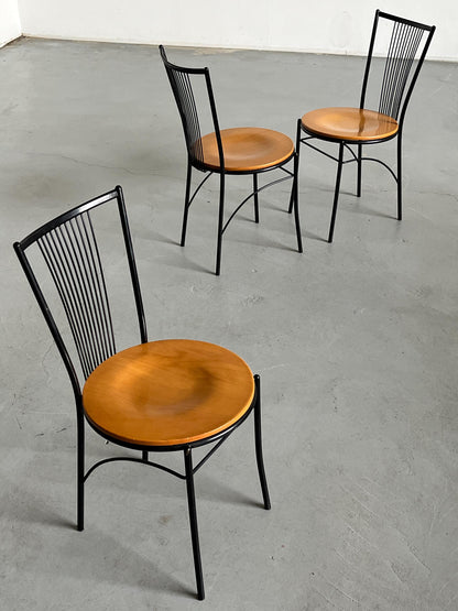 Vintage Stuhl Set von 3 von unbekannt für unbekannt, Drahtgestell, Italien 1980er