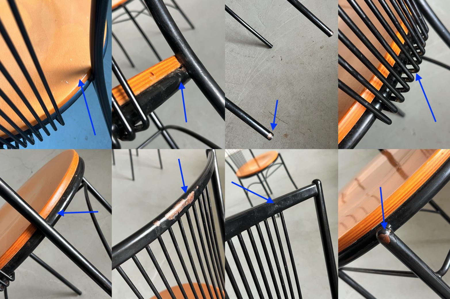 Vintage Stuhl Set von 3 von unbekannt für unbekannt, Drahtgestell, Italien 1980er