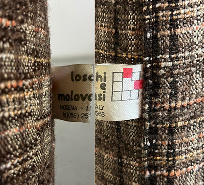 Vintage Modularsitz von Loschi+Malavasi in Braun kariert 1970er Italien Set von 7