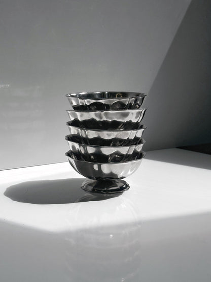 Vintage Dessertschale Blütenform Set von 5 aus Edelstahl Italien