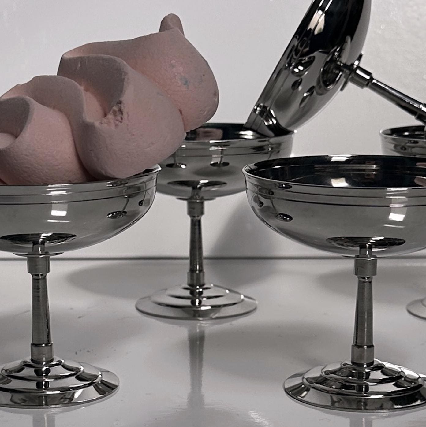 Vintage Dessertschale von Guy Degrenne für Frankreich, Edelstahl, Art Deco Revival, 80er