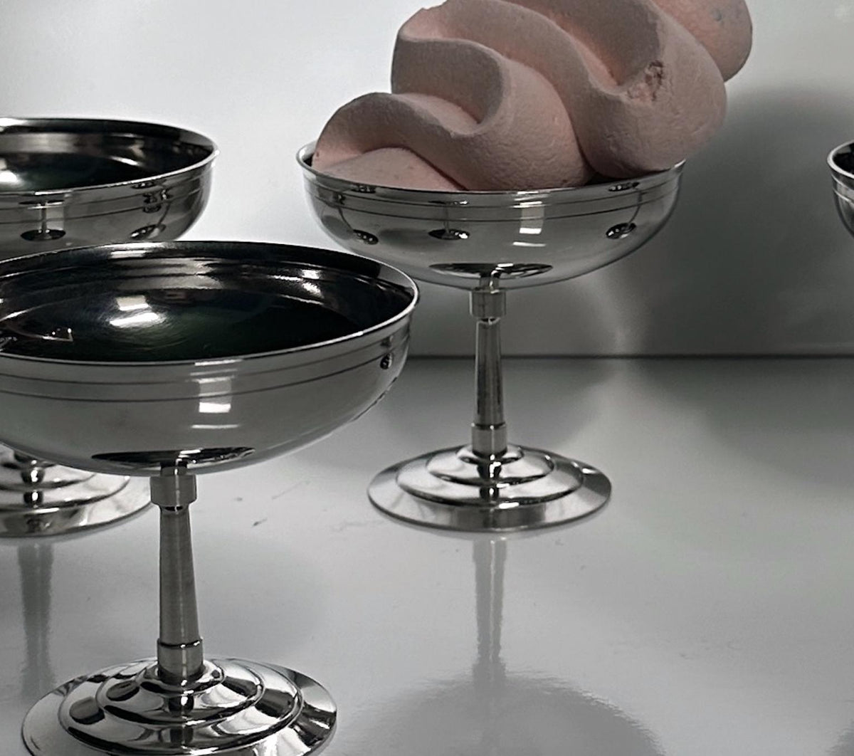Set von 6 Vintage Dessertschalen von Guy Degrenne aus Edelstahl