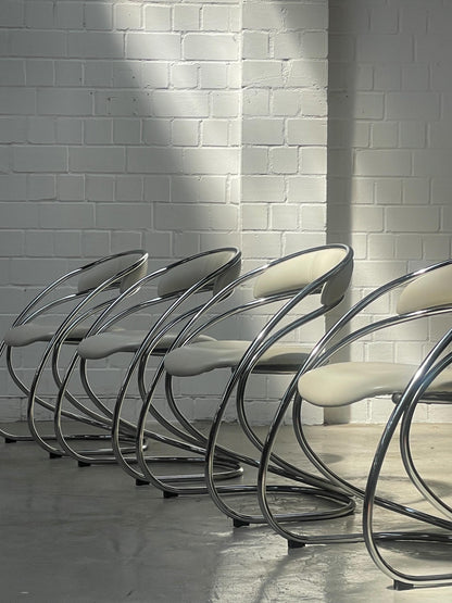 Vintage Stuhl von Rinaldi und Rizzo für Italien verchromtes Stahlrohr veganes Kunstleder