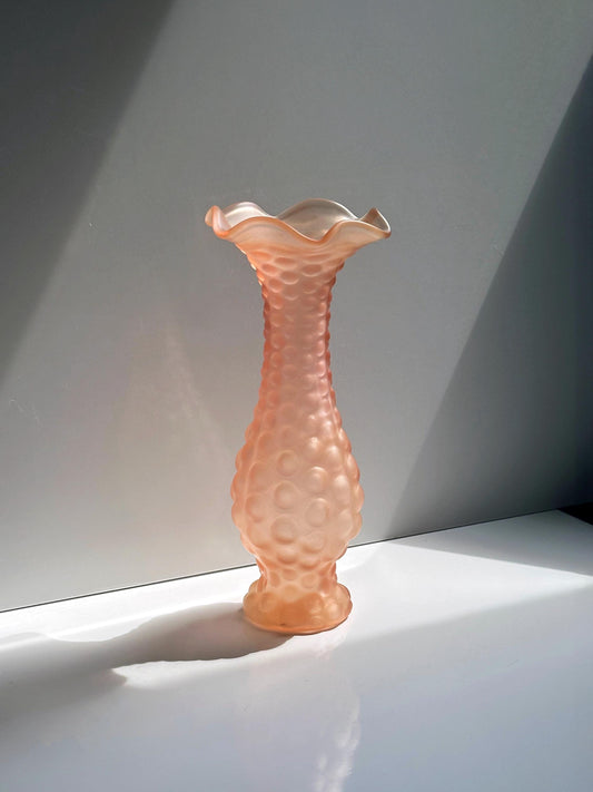 Vintage Rosalin Blumenvase Rosa Noppen Wellenrand 1930er 70er Art Deco