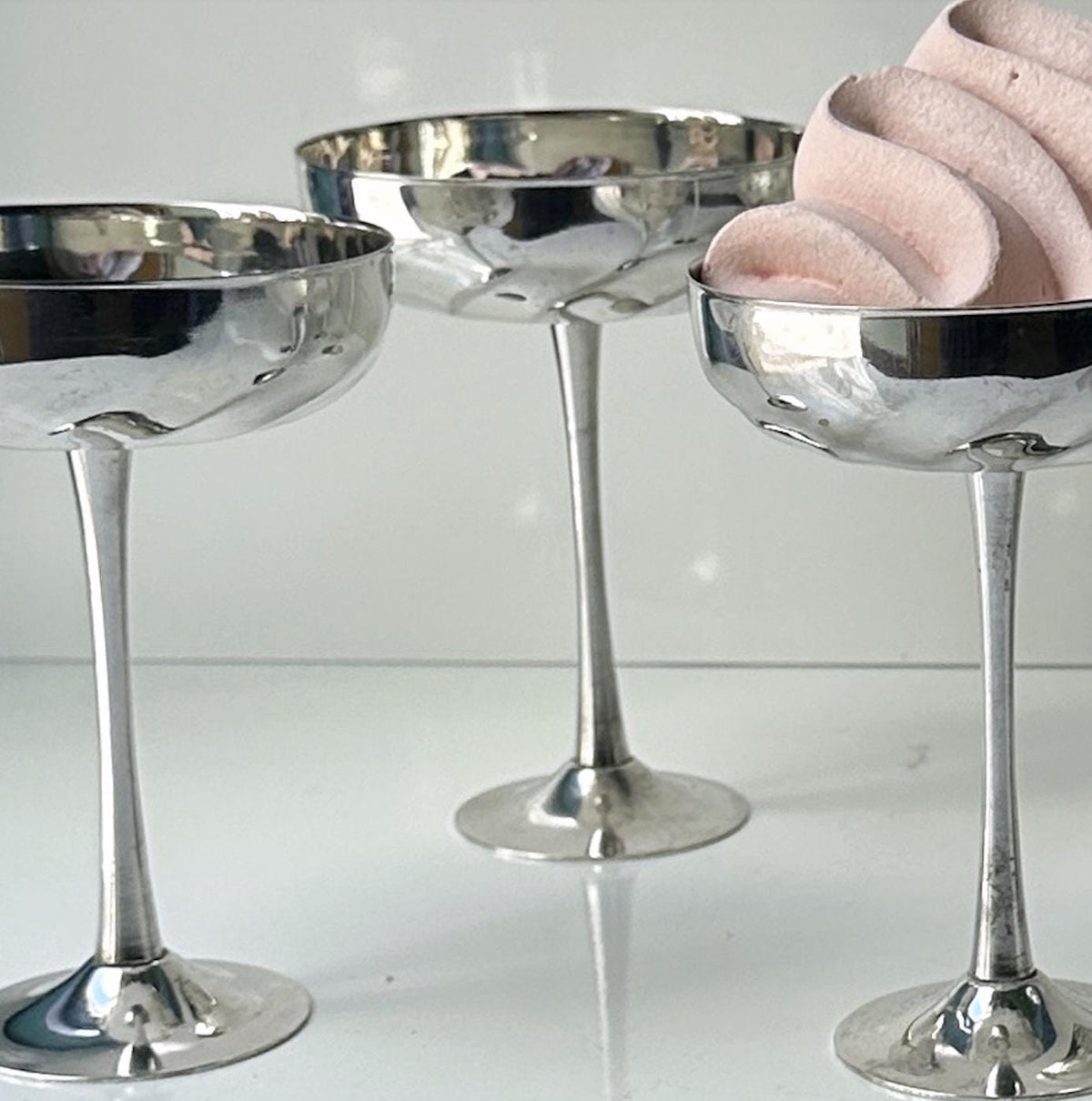 Vintage Champagnerschale Set von 6 versilbert vergoldet Italien