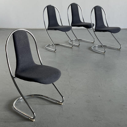 Vintage Freischwinger Stahl von Willy Rizzo für Cidue 1980er Italien