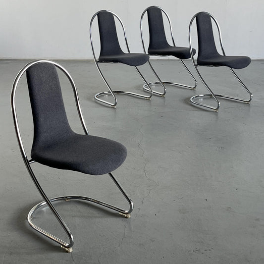 Vintage Freischwinger Stahl von Willy Rizzo für Cidue 1980er Italien