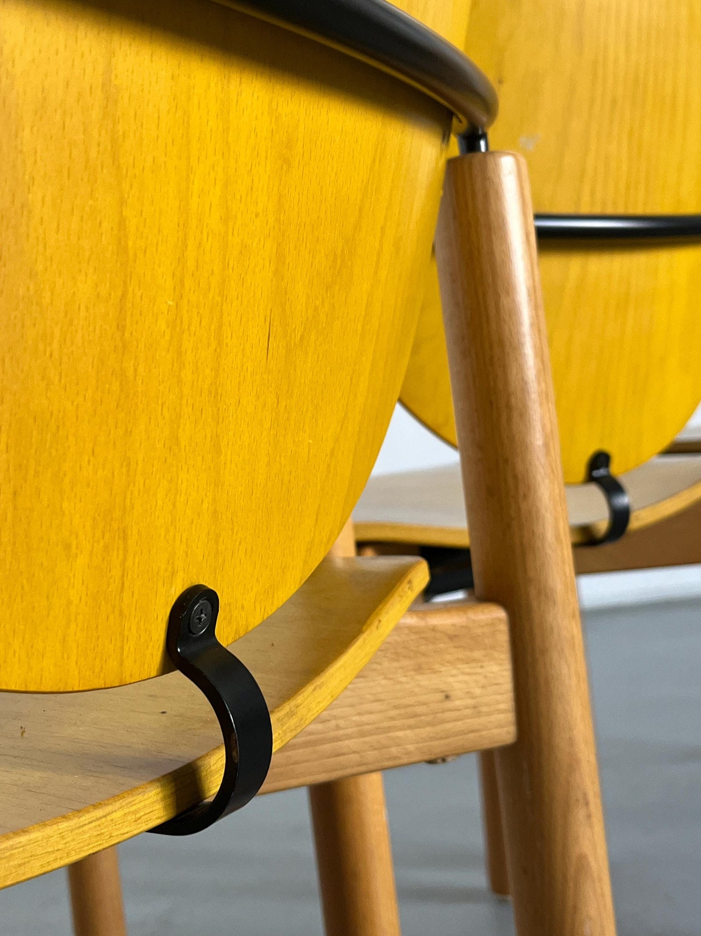 Vintage Postmodern Essstuhl von Kusch+Co in Gelb und Buche Memphis Design 1980er Set von 4