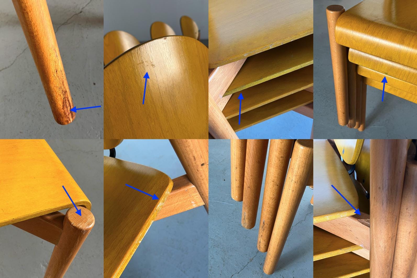 Vintage Postmodern Essstuhl von Kusch+Co in Gelb und Buche Memphis Design 1980er Set von 4