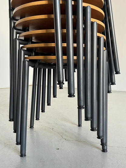 Vintage Postmodern Essstuhl von Kusch+Co in Buchenholz, Kunststoff, Metall, stapelbar