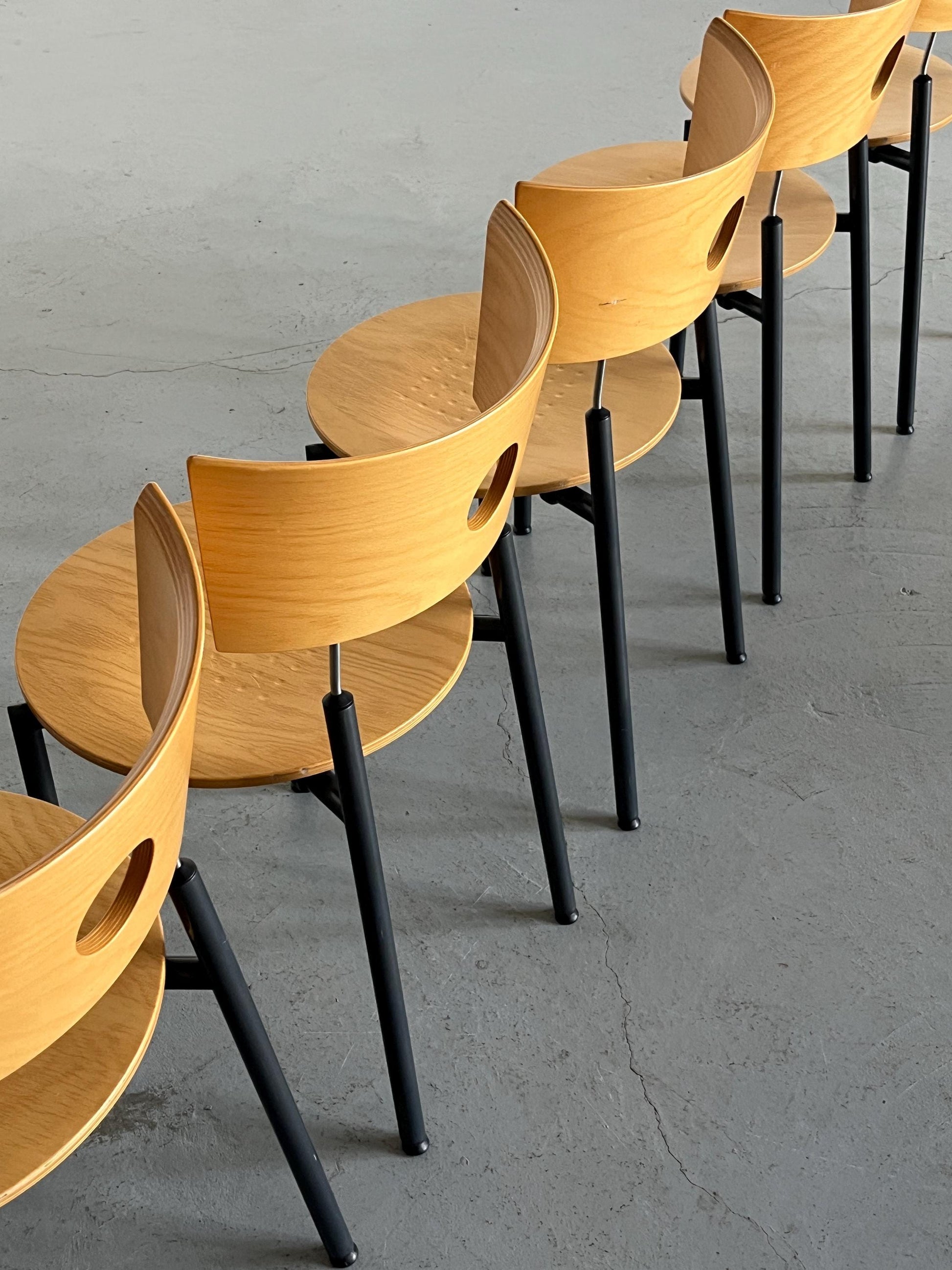 Vintage Postmodern Essstuhl von Kusch+Co in Buchenholz, Kunststoff, Metall, stapelbar