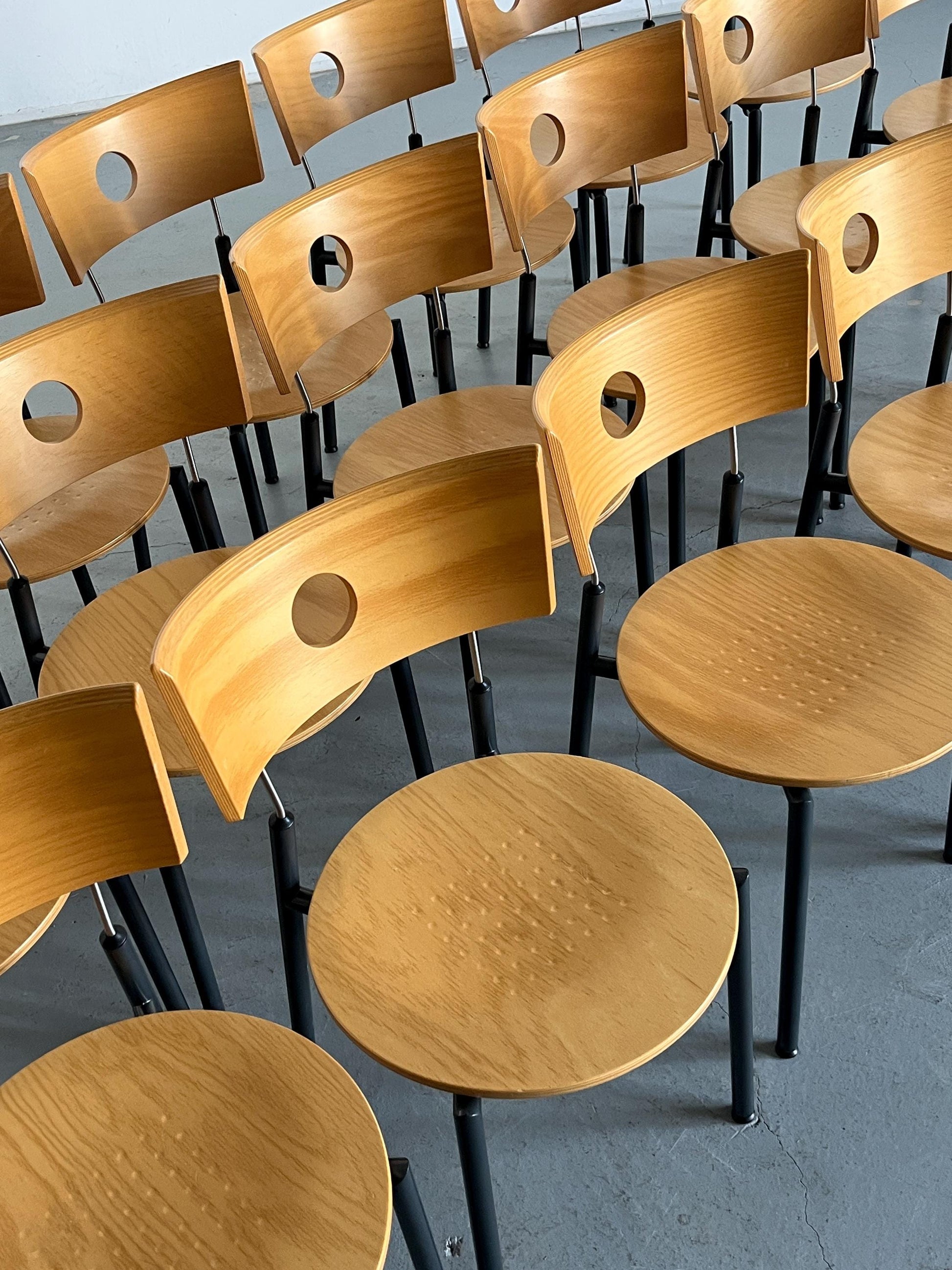 Vintage Postmodern Essstuhl von Kusch+Co in Buchenholz, Kunststoff, Metall, stapelbar