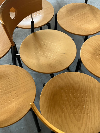 Vintage Postmodern Essstuhl von Kusch+Co in Buchenholz, Kunststoff, Metall, stapelbar