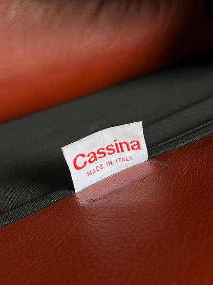 Vintage Maralunga Sofa von Vico Magistretti für Cassina Dunkelrot Leder 1990er