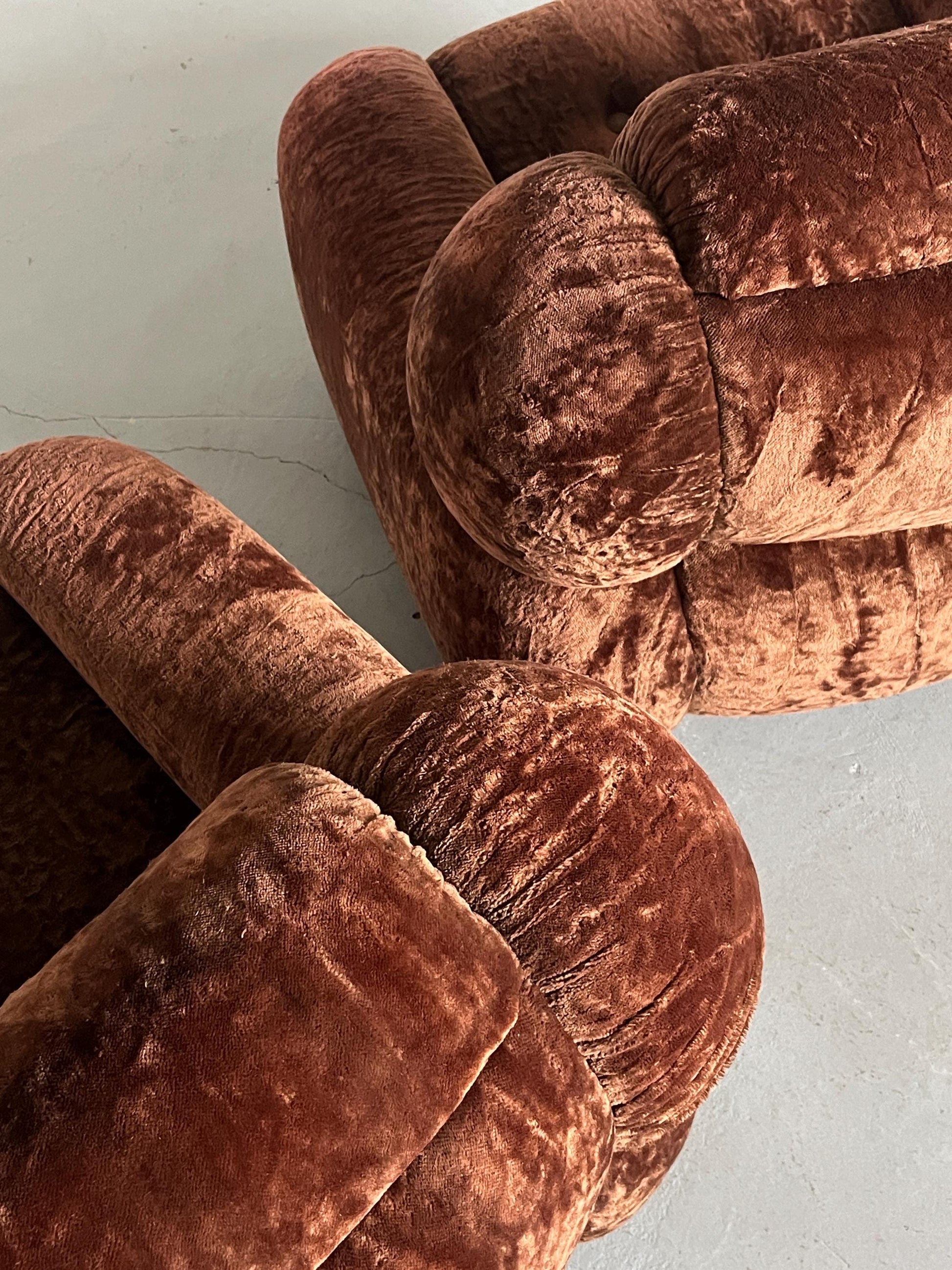 Vintage Cloud Sessel Italien 1970er Dunkelbraun Set von 2