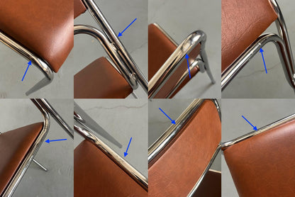 Vintage Stapelstuhl Set von 8 von Bauhaus inspiriert, italienisch, verchromt, Kunstleder, 1980er