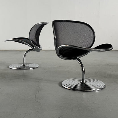 Vintage O-Line swivel chair by Herbert Ohl for Wilkhahn chrome steel black 1980s