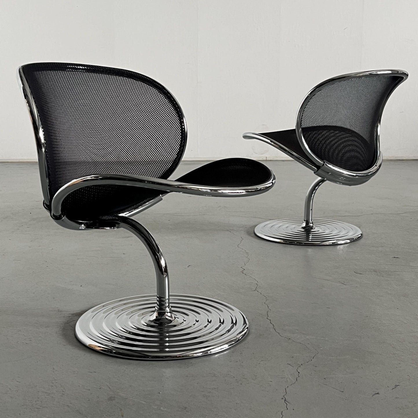 Vintage O-Line swivel chair by Herbert Ohl for Wilkhahn chrome steel black 1980s