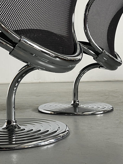 Vintage O-Line swivel chair by Herbert Ohl for Wilkhahn chrome steel black 1980s