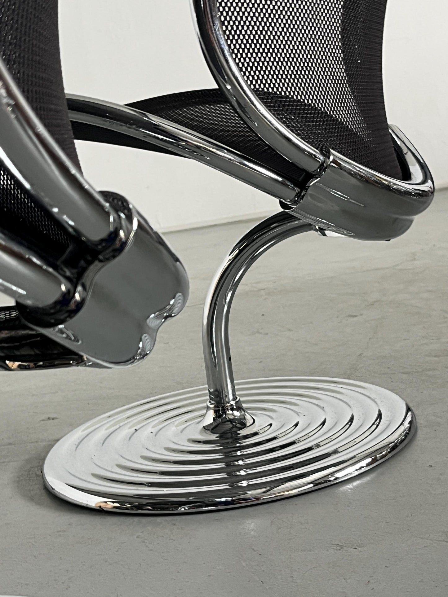 Vintage O-Line swivel chair by Herbert Ohl for Wilkhahn chrome steel black 1980s