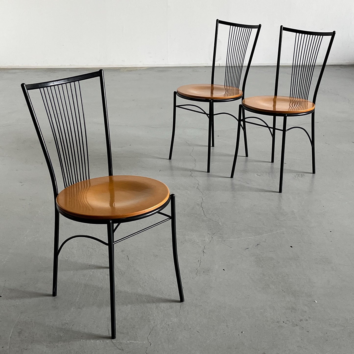 Vintage Stuhl Set von 3 von unbekannt für unbekannt, Drahtgestell, Italien 1980er