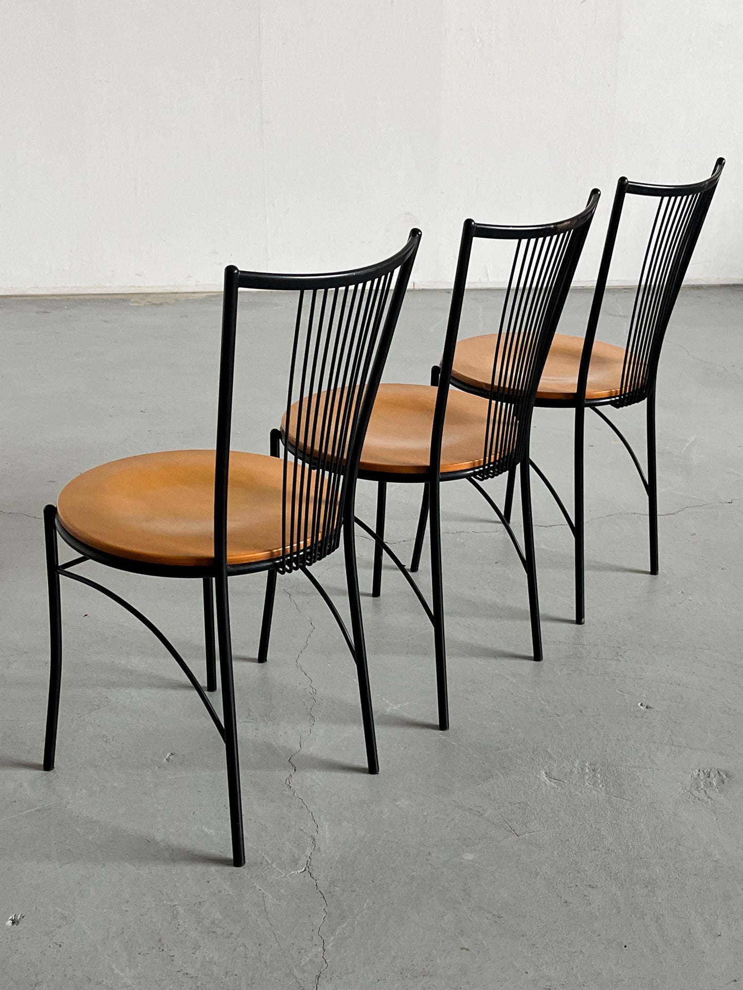 Vintage Stuhl Set von 3 von unbekannt für unbekannt, Drahtgestell, Italien 1980er
