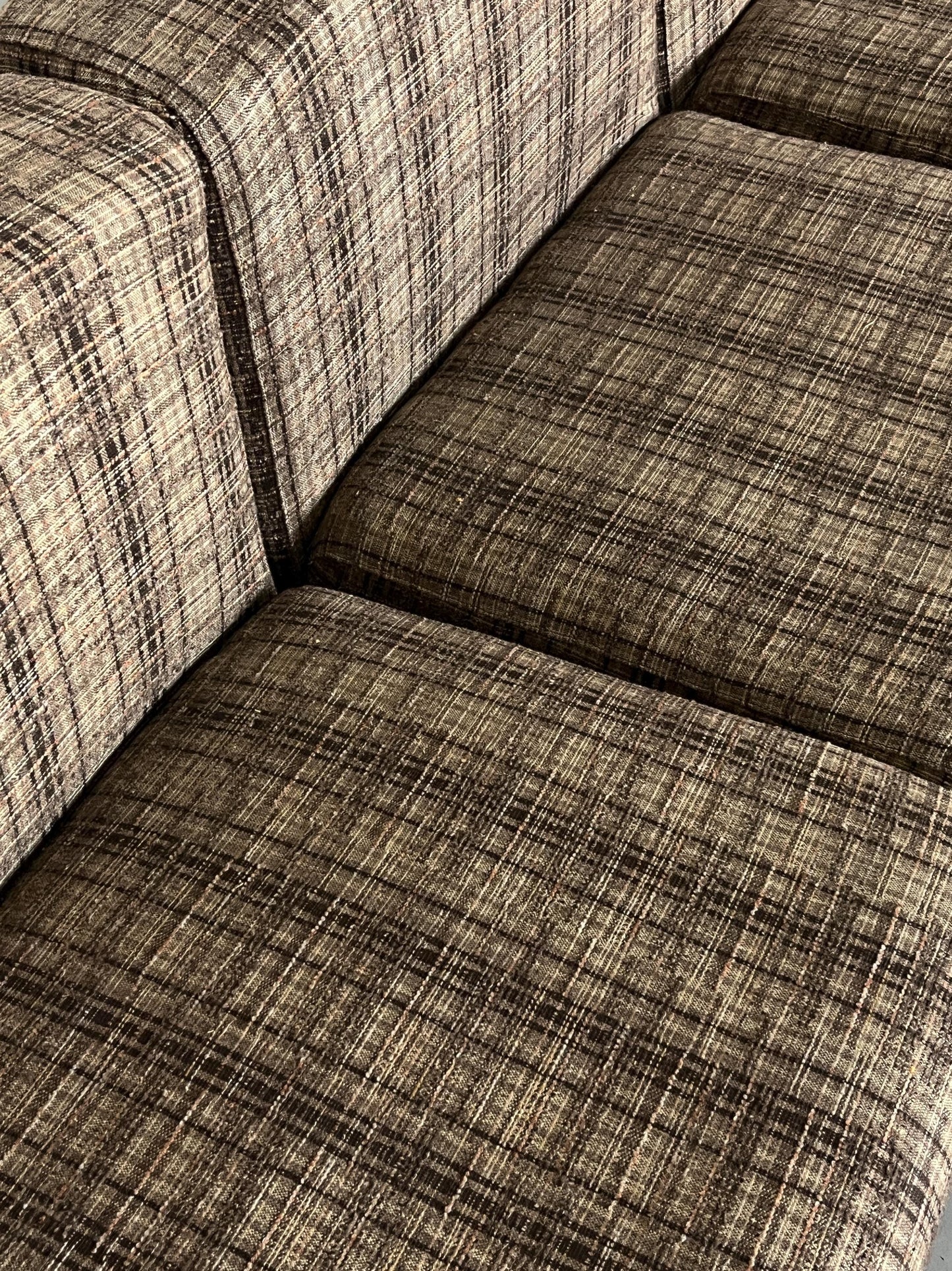 Vintage Modularsitz von Loschi+Malavasi in Braun kariert 1970er Italien Set von 7